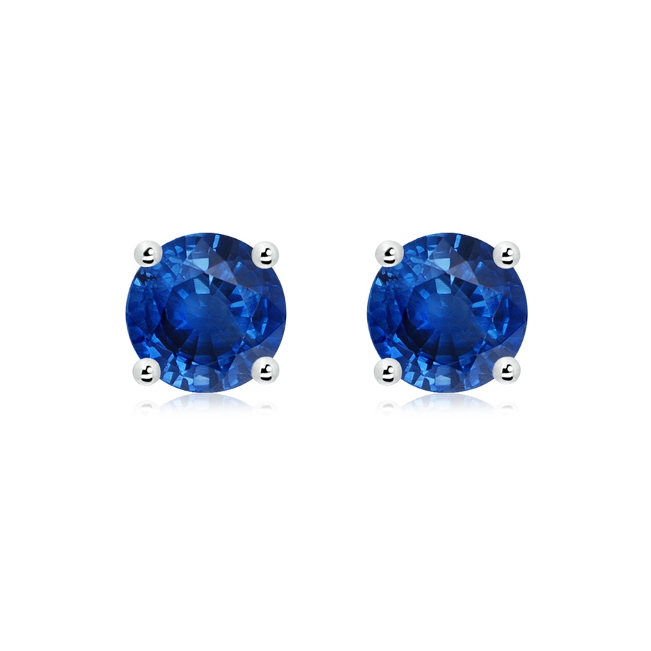 8mm AAA Round Blue Sapphire Stud Earrings in P950 Platinum 