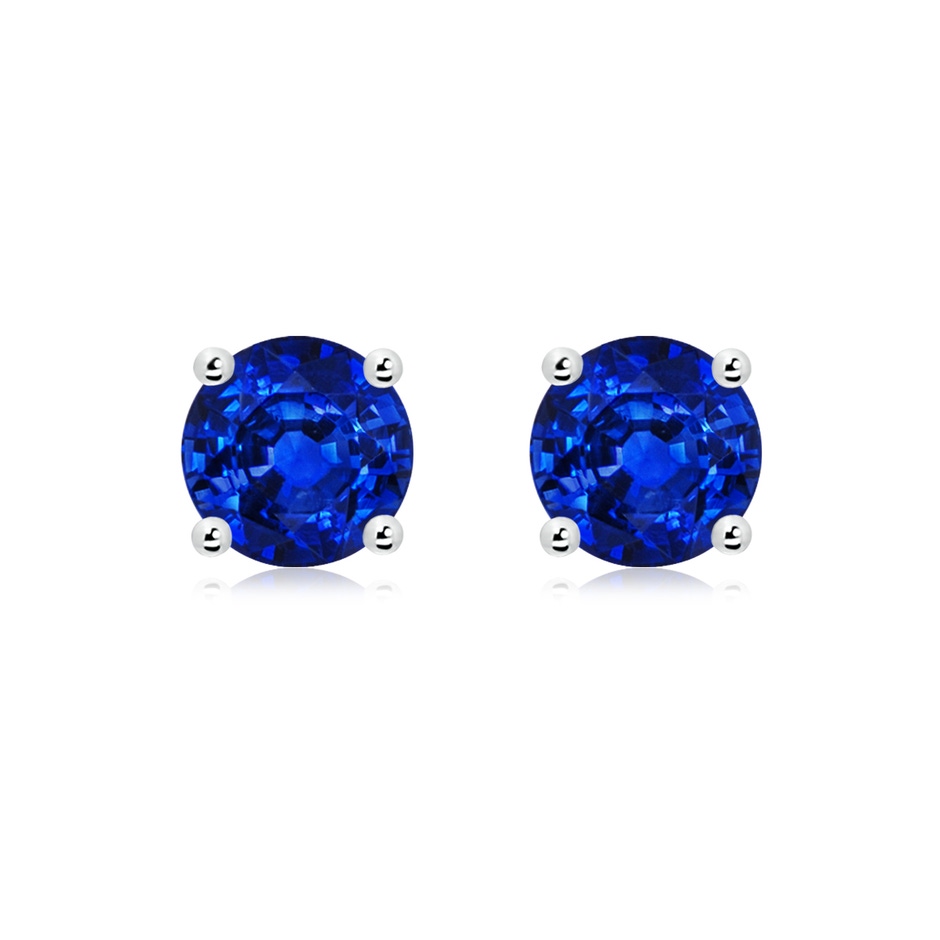 8mm AAAA Round Blue Sapphire Stud Earrings in P950 Platinum 