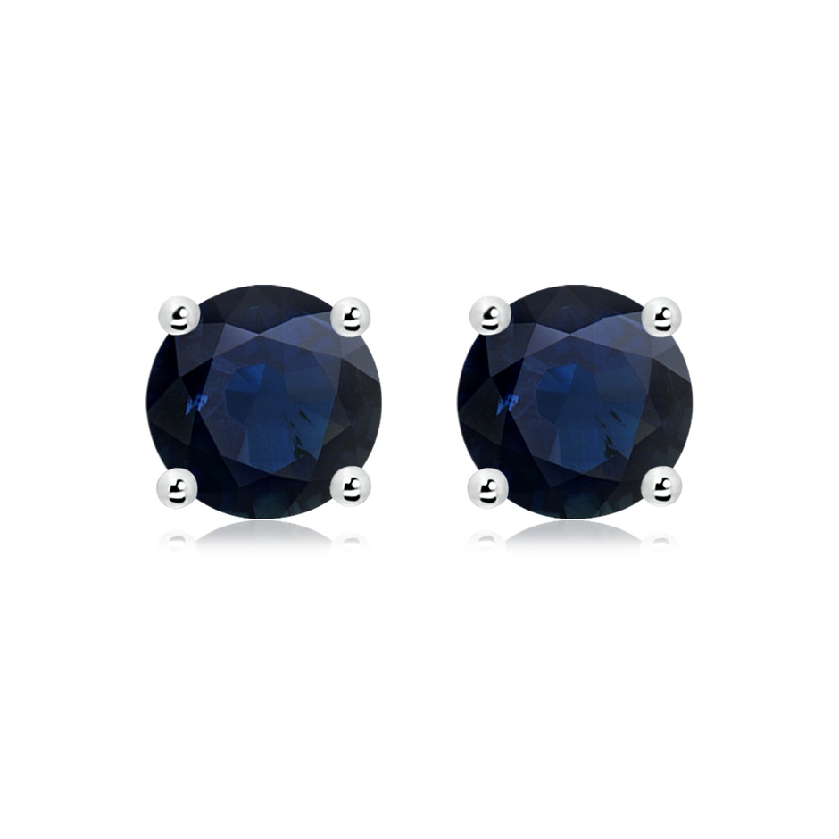 9mm A Round Blue Sapphire Stud Earrings in P950 Platinum 