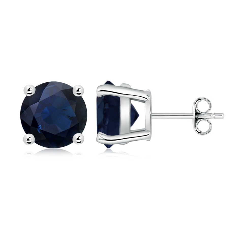 9mm A Round Blue Sapphire Stud Earrings in P950 Platinum side 199