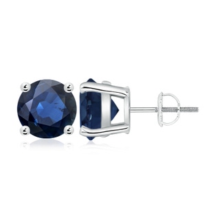 9mm AA Round Blue Sapphire Stud Earrings in P950 Platinum