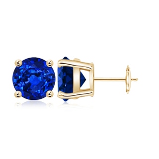 9mm Lab-Grown Round Blue Sapphire Stud Earrings in 9K Yellow Gold