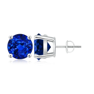 9mm Lab-Grown Round Blue Sapphire Stud Earrings in P950 Platinum