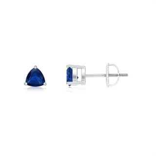 5mm AAA Prong-Set Trillion Blue Sapphire Stud Earrings in White Gold