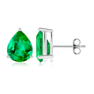 10x8mm AAA Pear-Shaped Emerald Stud Earrings in S999 Silver