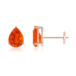 7x5mm AAA Pear-Shaped Fire Opal Stud Earrings in Rose Gold