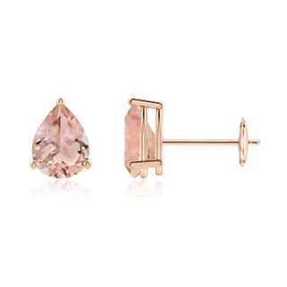 7x5mm AAA Pear-Shaped Morganite Stud Earrings in Rose Gold