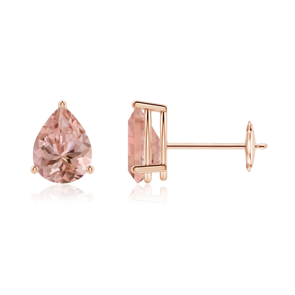 7x5mm AAAA Pear-Shaped Morganite Stud Earrings in 18K Rose Gold