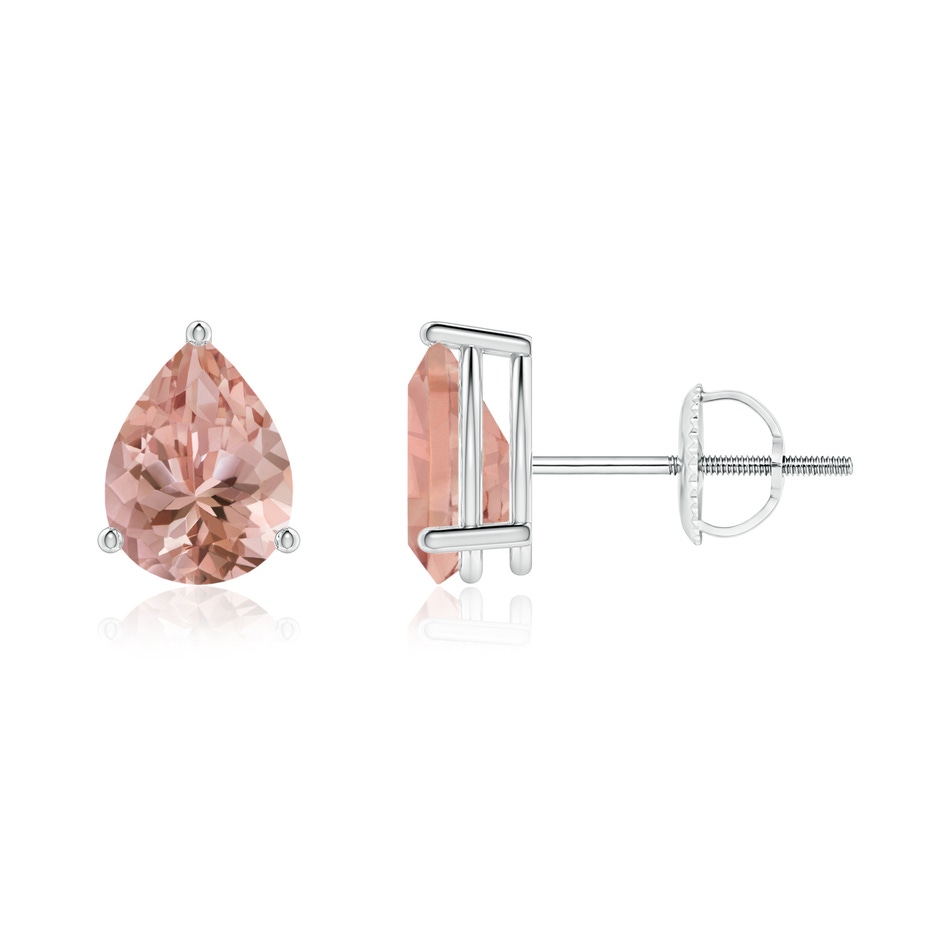 7x5mm AAAA Pear-Shaped Morganite Stud Earrings in P950 Platinum 