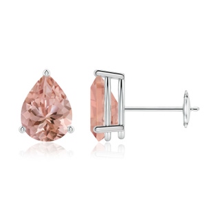 8x6mm AAAA Pear-Shaped Morganite Stud Earrings in 18K White Gold