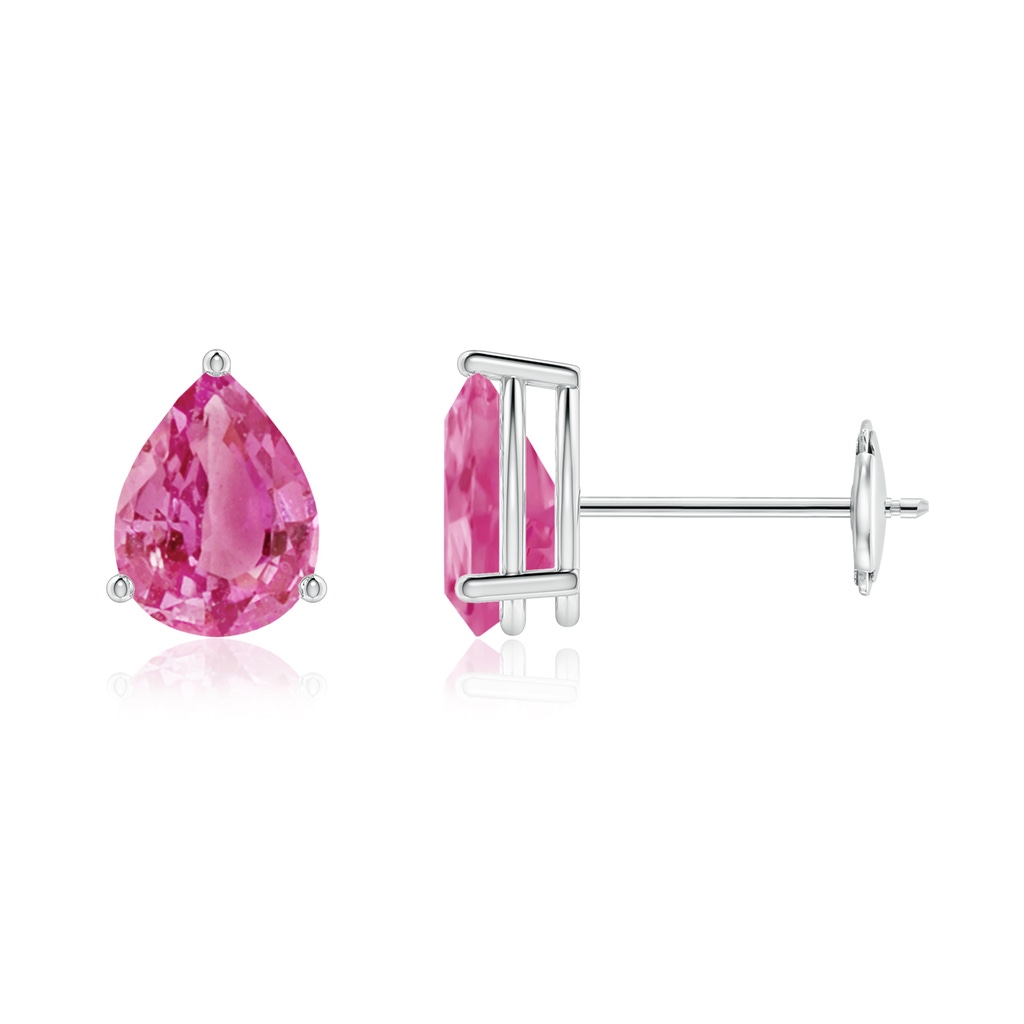 7x5mm AAA Pear-Shaped Pink Sapphire Stud Earrings in White Gold 