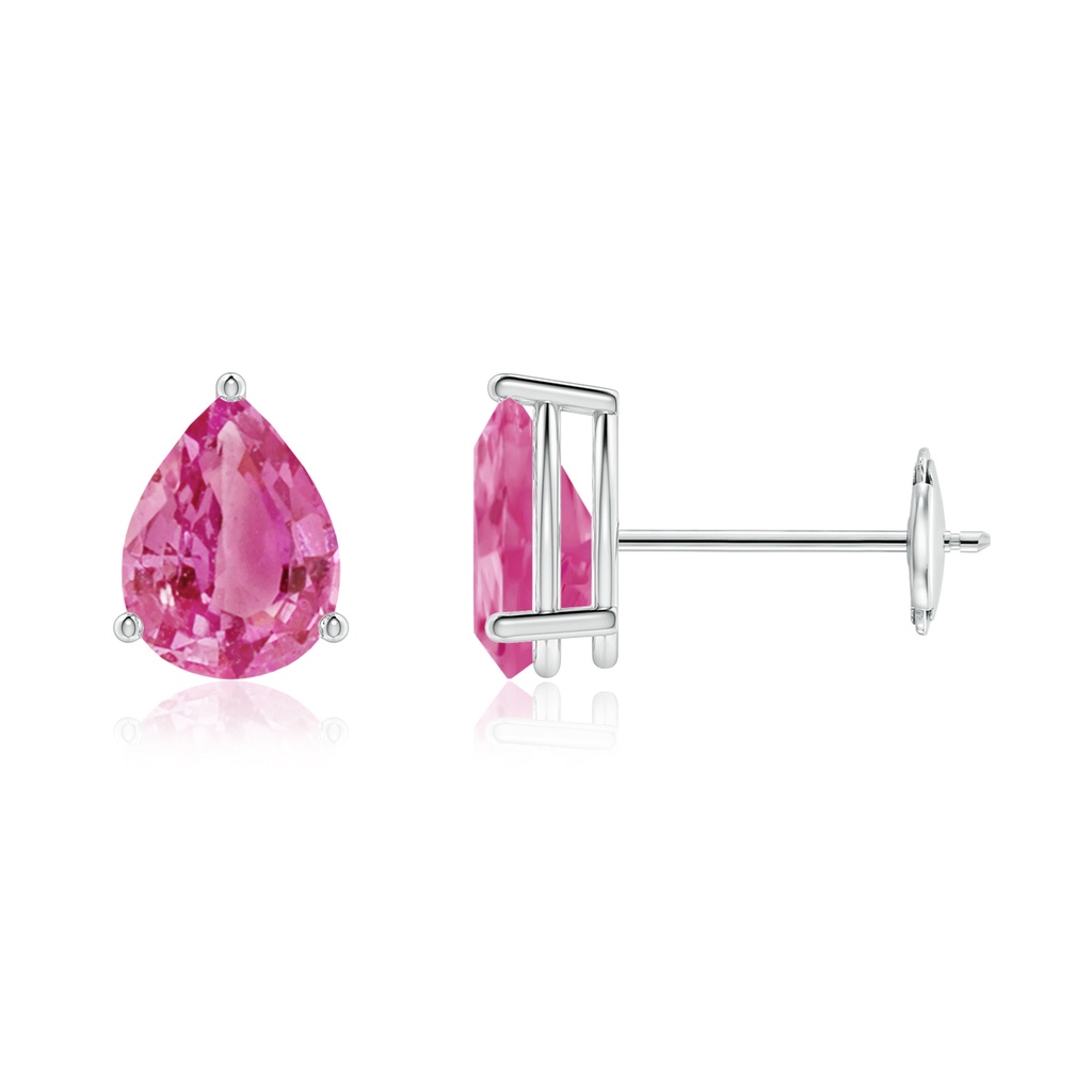 7x5mm AAA Pear-Shaped Pink Sapphire Stud Earrings in White Gold