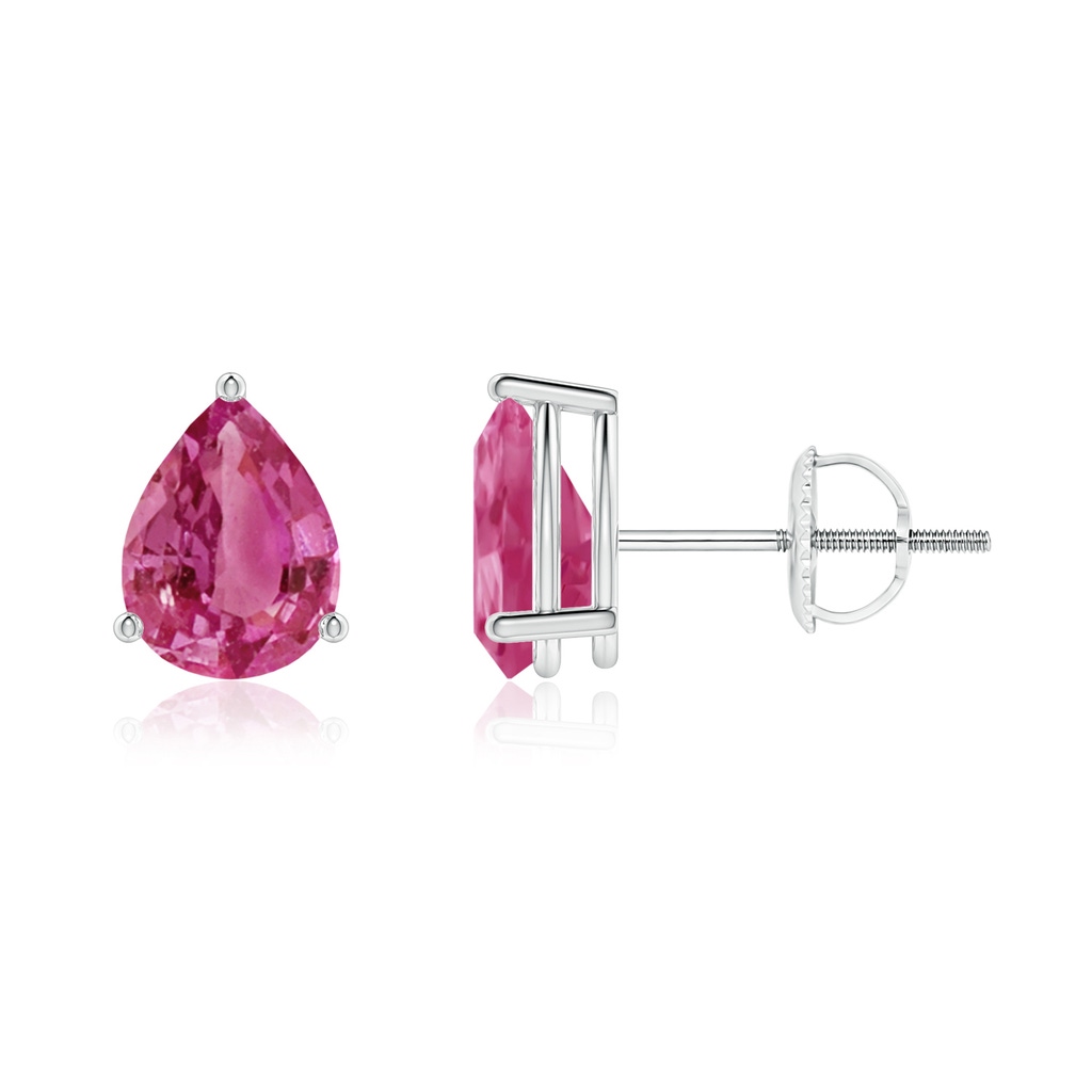 7x5mm AAAA Pear-Shaped Pink Sapphire Stud Earrings in P950 Platinum