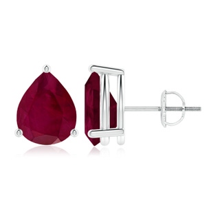 10x8mm A Pear-Shaped Ruby Stud Earrings in P950 Platinum