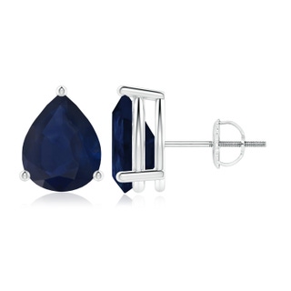 10x8mm A Pear-Shaped Blue Sapphire Stud Earrings in P950 Platinum