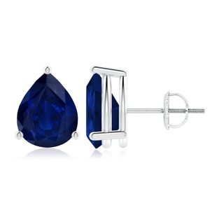 10x8mm AA Pear-Shaped Blue Sapphire Stud Earrings in P950 Platinum