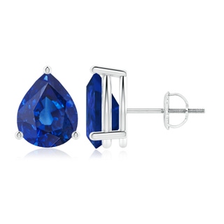 10x8mm AAA Pear-Shaped Blue Sapphire Stud Earrings in P950 Platinum