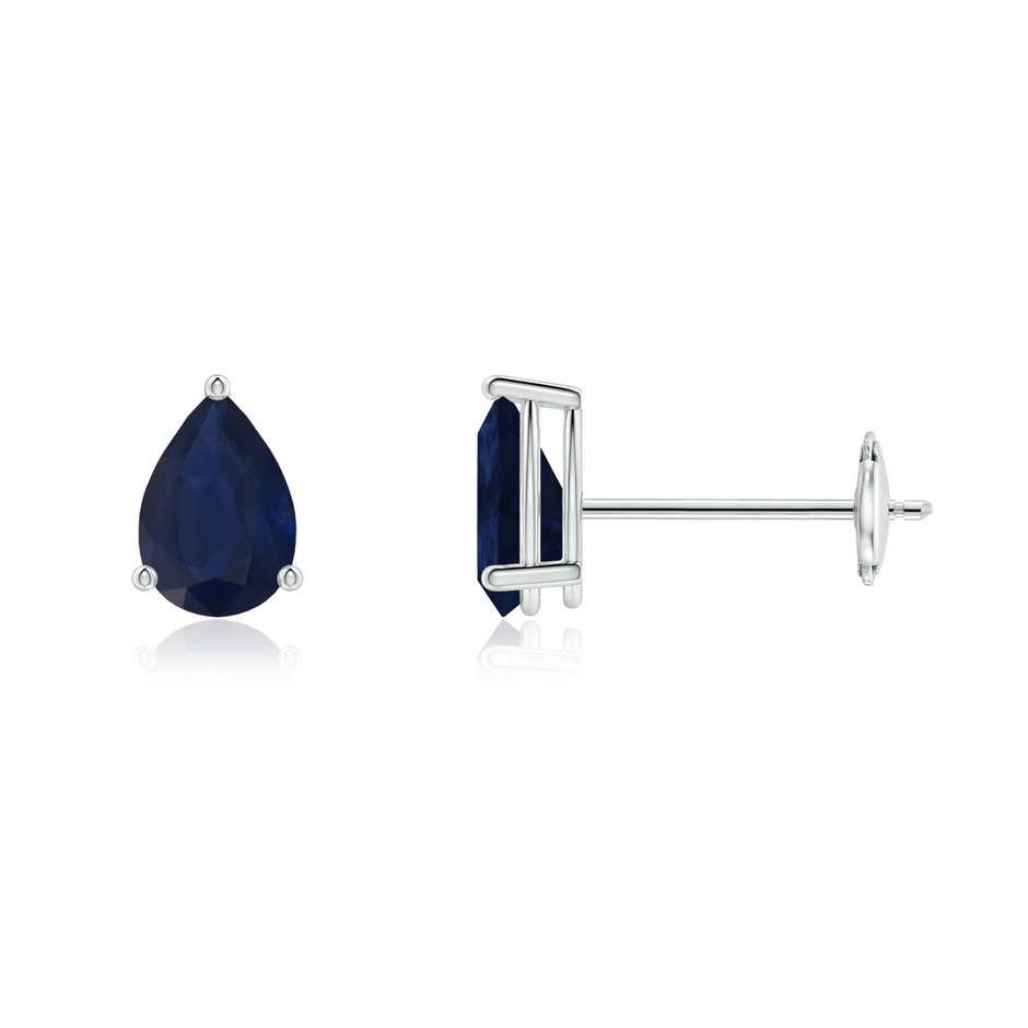6x4mm A Pear-Shaped Blue Sapphire Stud Earrings in 9K White Gold 