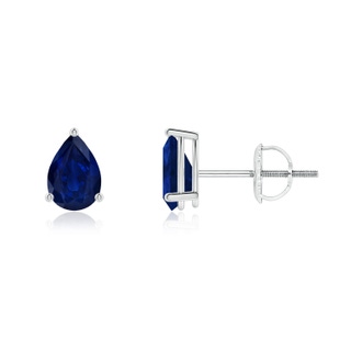 6x4mm AA Pear-Shaped Blue Sapphire Stud Earrings in P950 Platinum