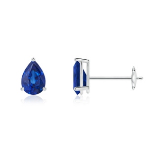 6x4mm AAA Pear-Shaped Blue Sapphire Stud Earrings in White Gold