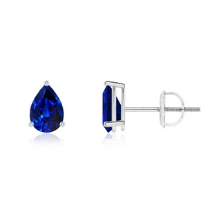 6x4mm AAAA Pear-Shaped Blue Sapphire Stud Earrings in P950 Platinum