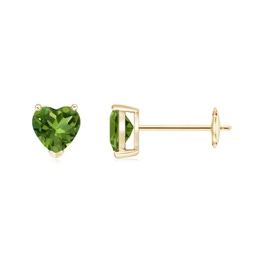 Heart Yellow Gold Peridot Earrings