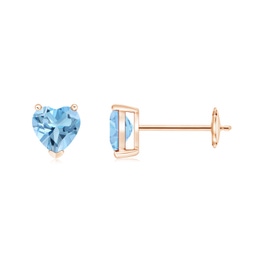 Solitaire Studs Rose Gold Swiss Blue Topaz Earrings