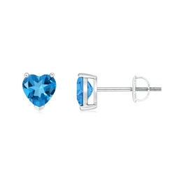 Heart Platinum Swiss Blue Topaz Earrings