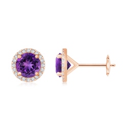 Halo Rose Gold Amethyst Earrings