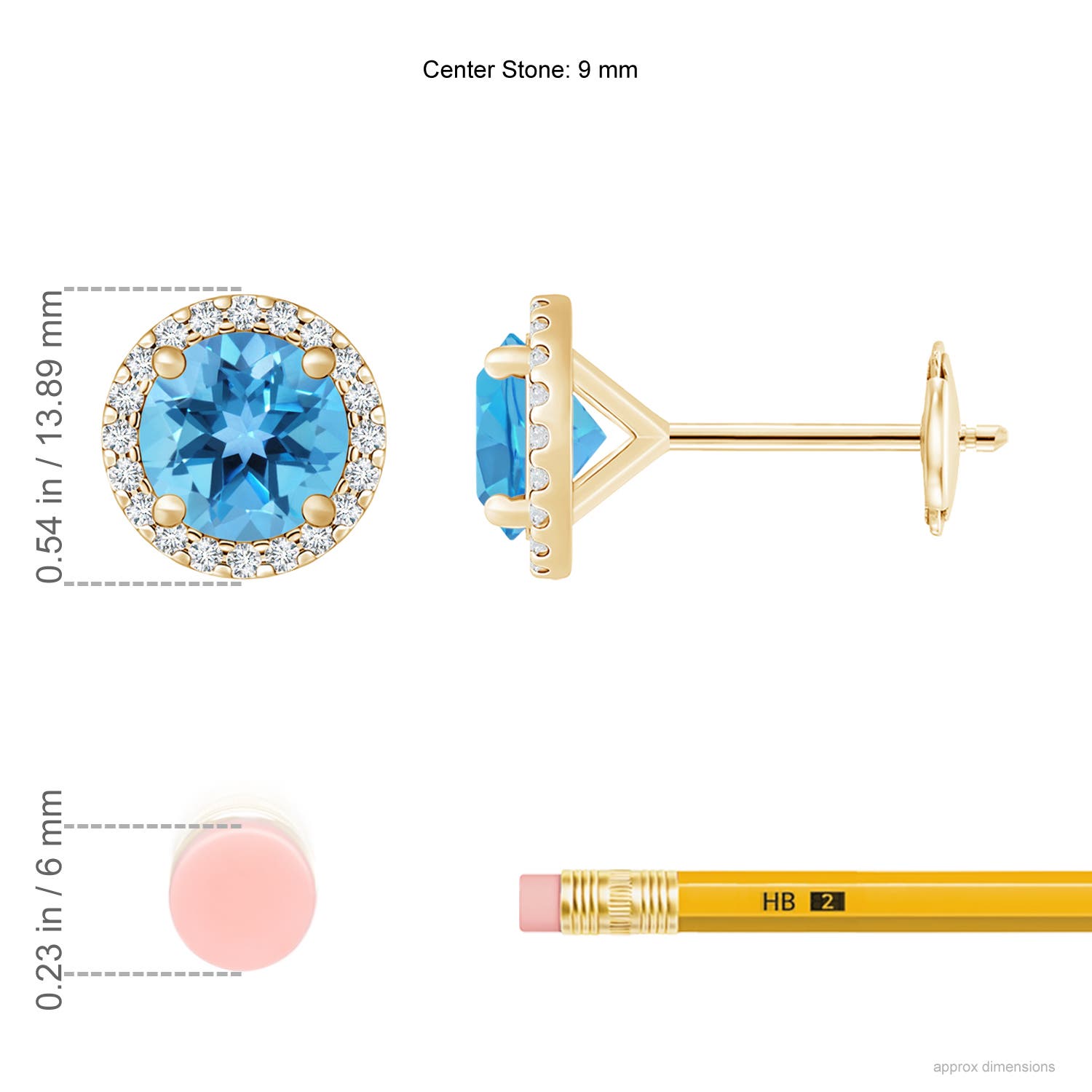 AA - Swiss Blue Topaz / 7.44 CT / 14 KT Yellow Gold