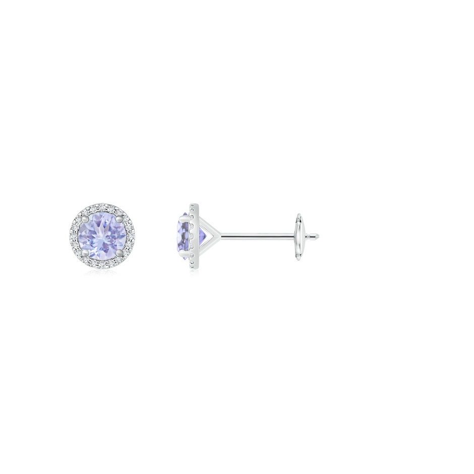 5mm A Classic Tanzanite and Diamond Halo Stud Earrings in White Gold 