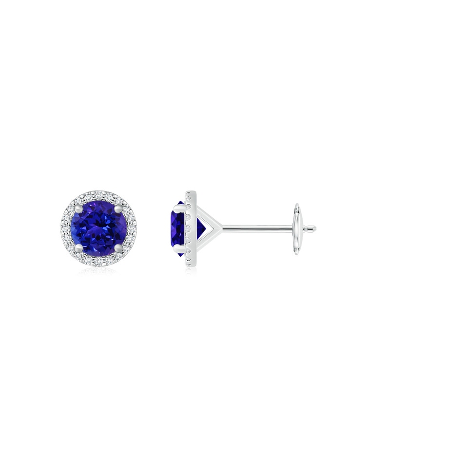 Classic Tanzanite and Diamond Halo Stud Earrings | Angara