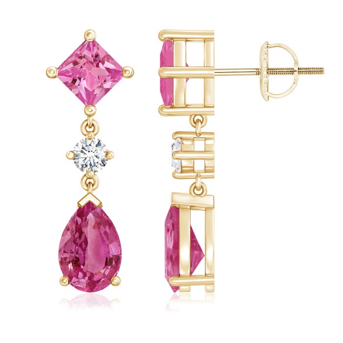 AAAA - Pink Sapphire / 5.02 CT / 14 KT Yellow Gold