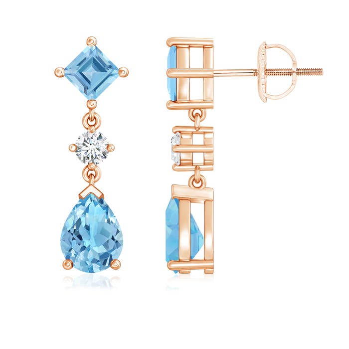 A - Swiss Blue Topaz / 4.23 CT / 14 KT Rose Gold