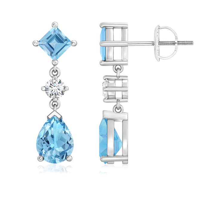 A - Swiss Blue Topaz / 4.23 CT / 14 KT White Gold