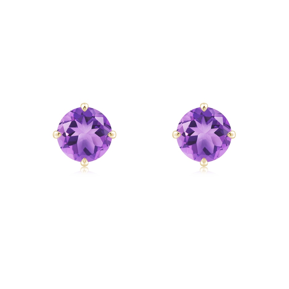 6mm A Claw-Set Round Amethyst Solitaire Stud Earrings in Yellow Gold 