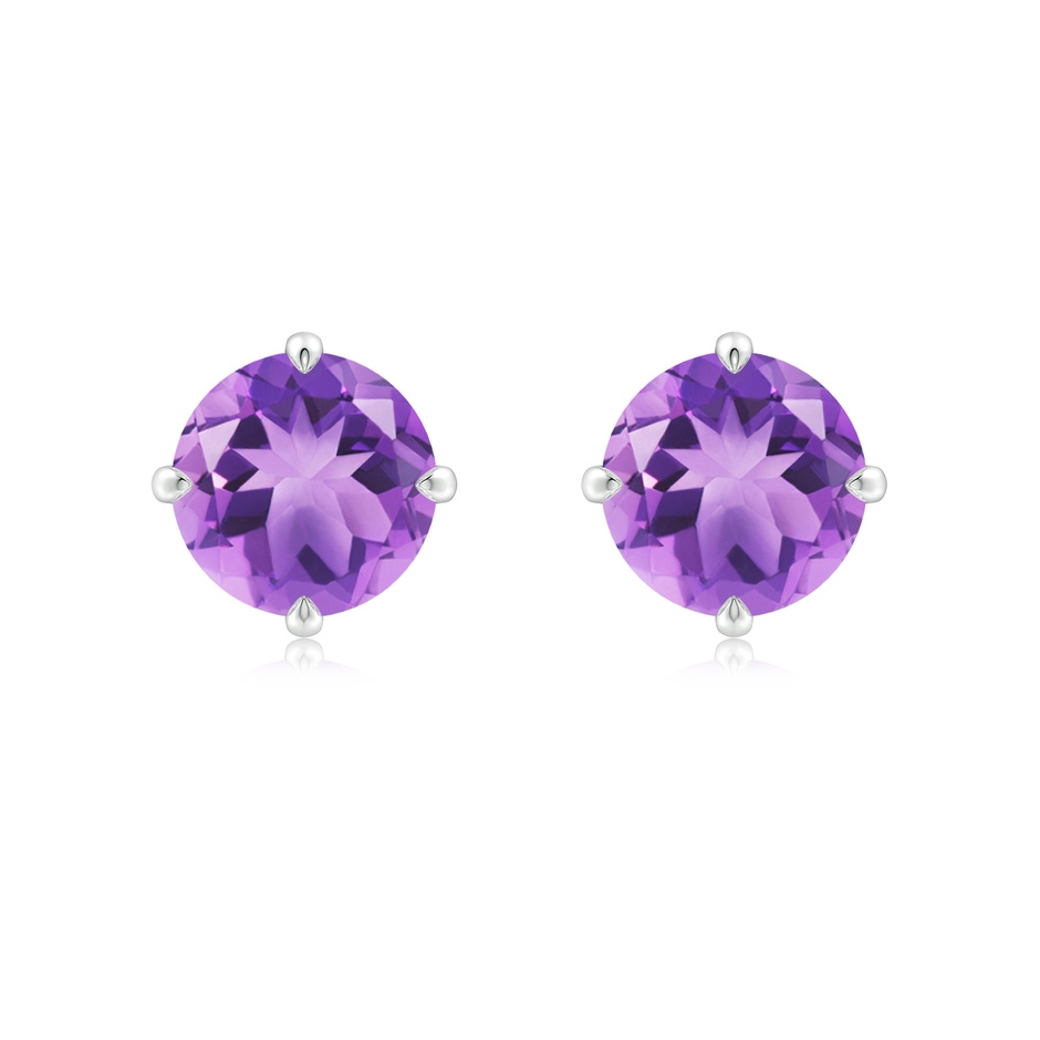 8mm A Claw-Set Round Amethyst Solitaire Stud Earrings in P950 Platinum 