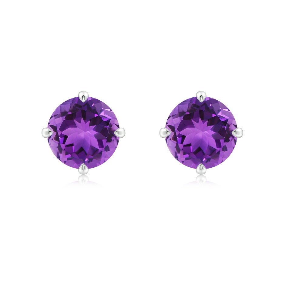 8mm AAA Claw-Set Round Amethyst Solitaire Stud Earrings in S999 Silver 