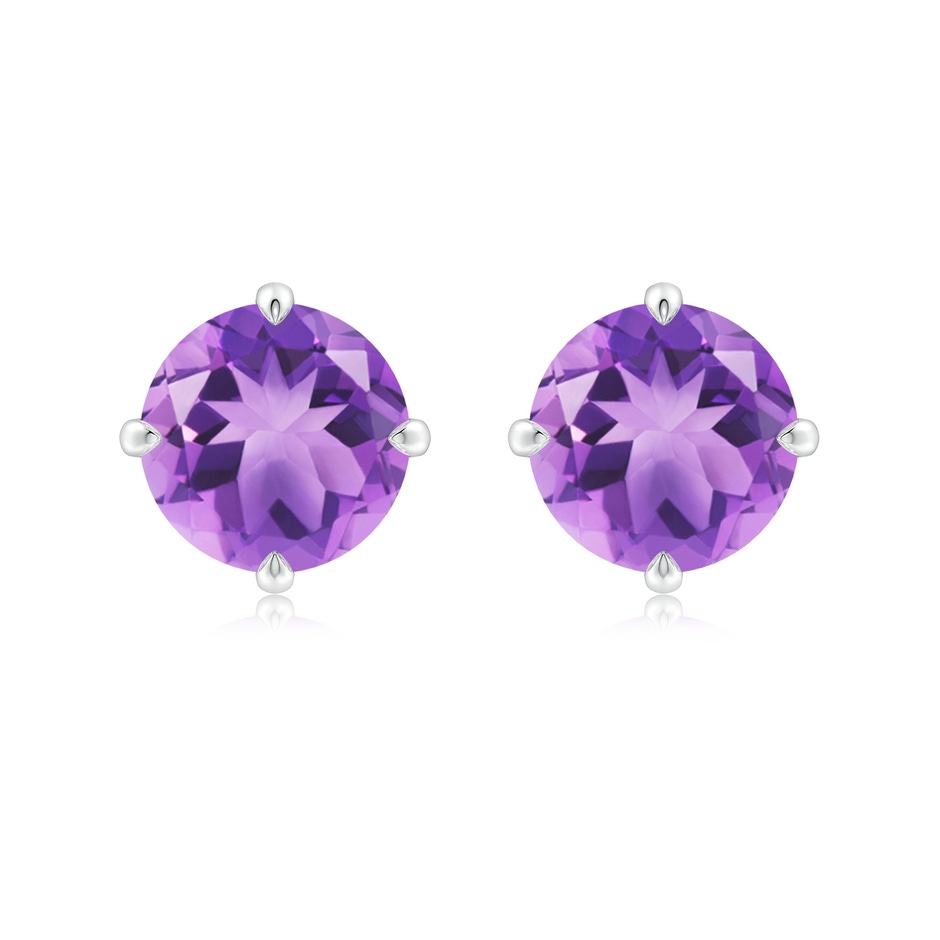 9mm A Claw-Set Round Amethyst Solitaire Stud Earrings in S999 Silver 