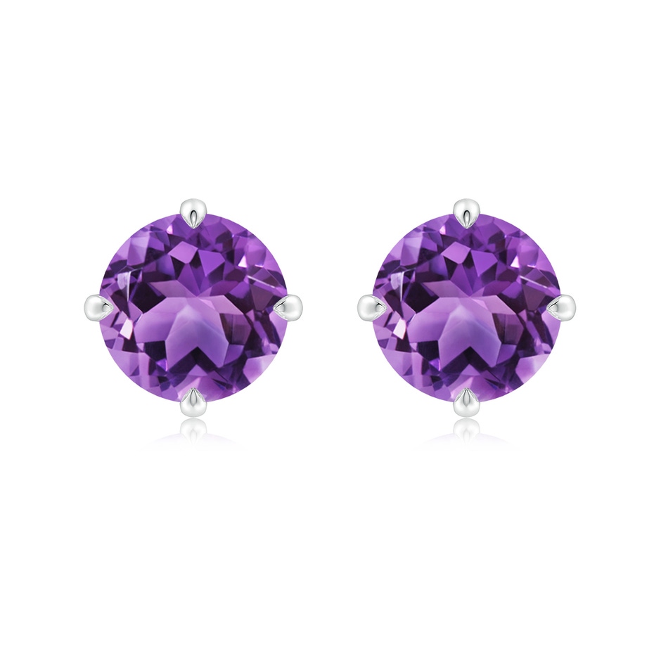 9mm AA Claw-Set Round Amethyst Solitaire Stud Earrings in S999 Silver 