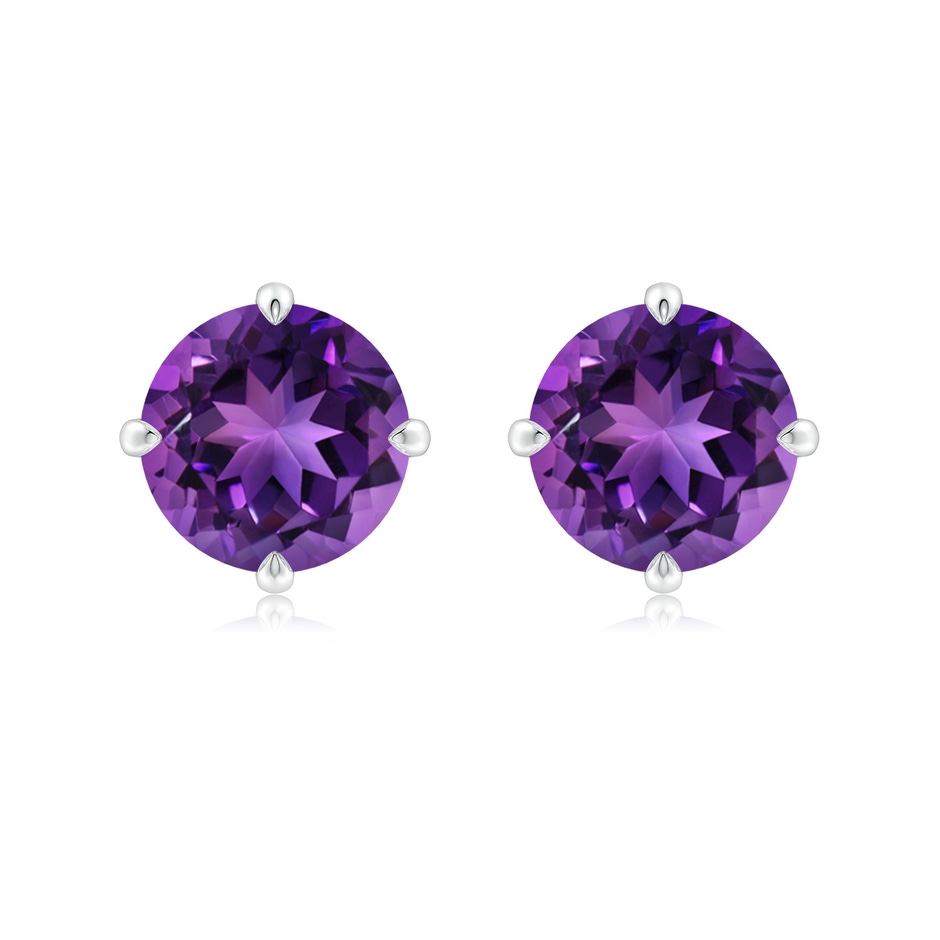 9mm AAAA Claw-Set Round Amethyst Solitaire Stud Earrings in P950 Platinum 
