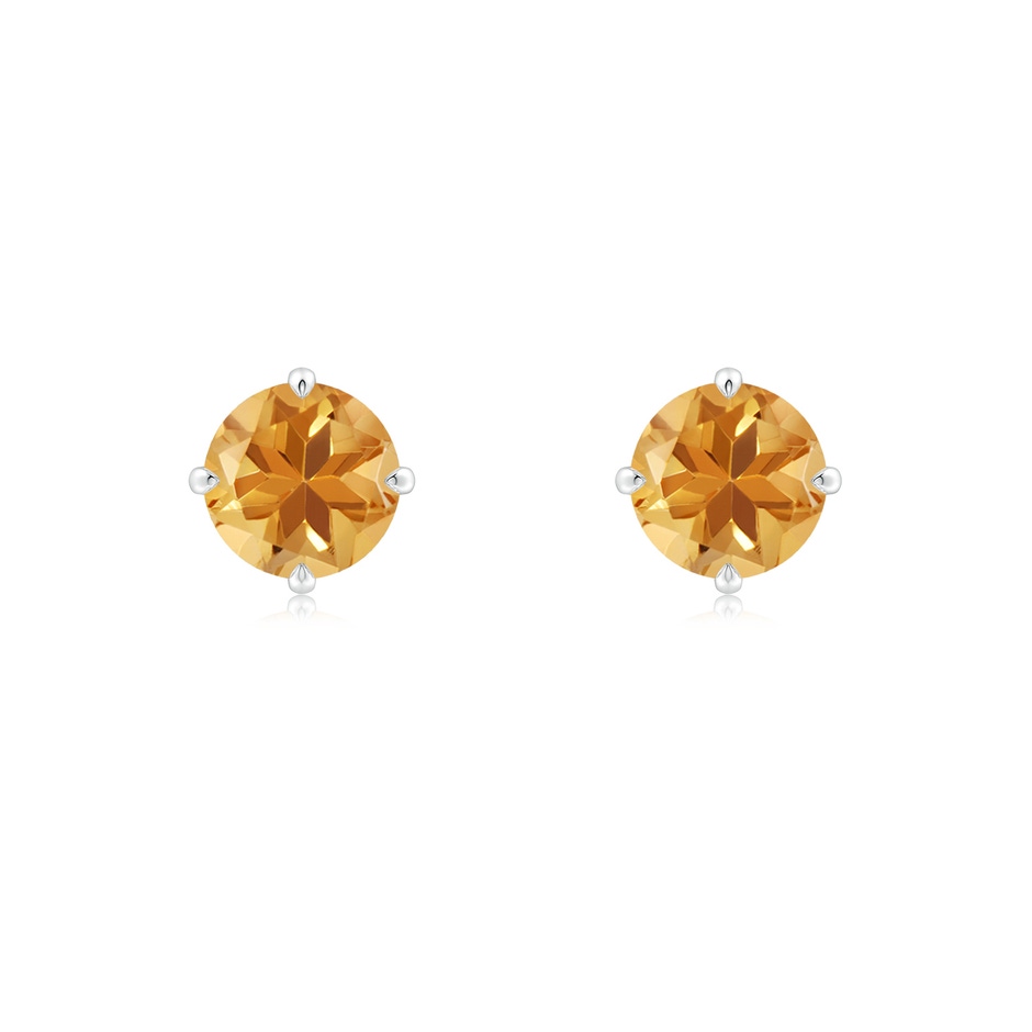 6mm A Claw-Set Round Citrine Solitaire Stud Earrings in White Gold 