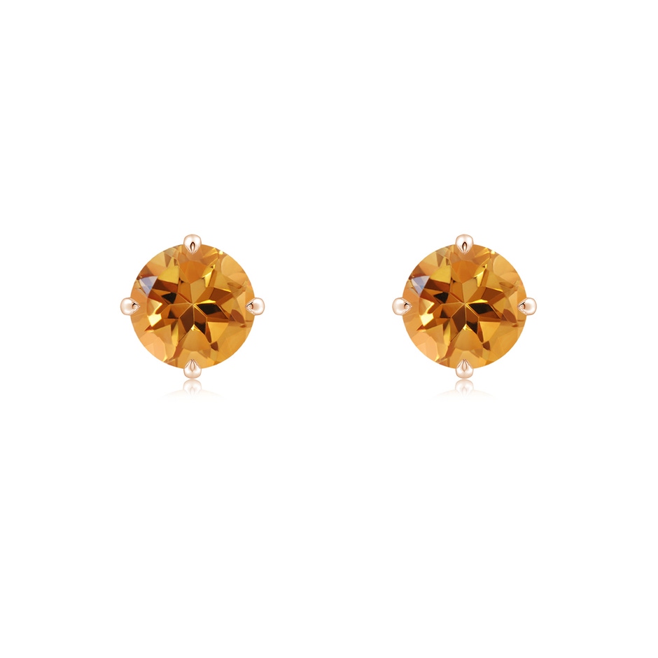6mm AA Claw-Set Round Citrine Solitaire Stud Earrings in Rose Gold 