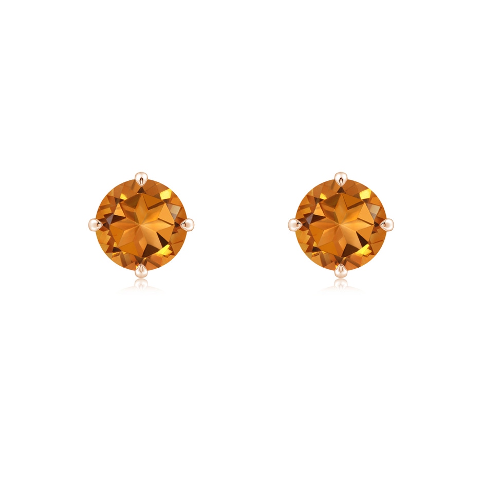6mm AAA Claw-Set Round Citrine Solitaire Stud Earrings in Rose Gold 
