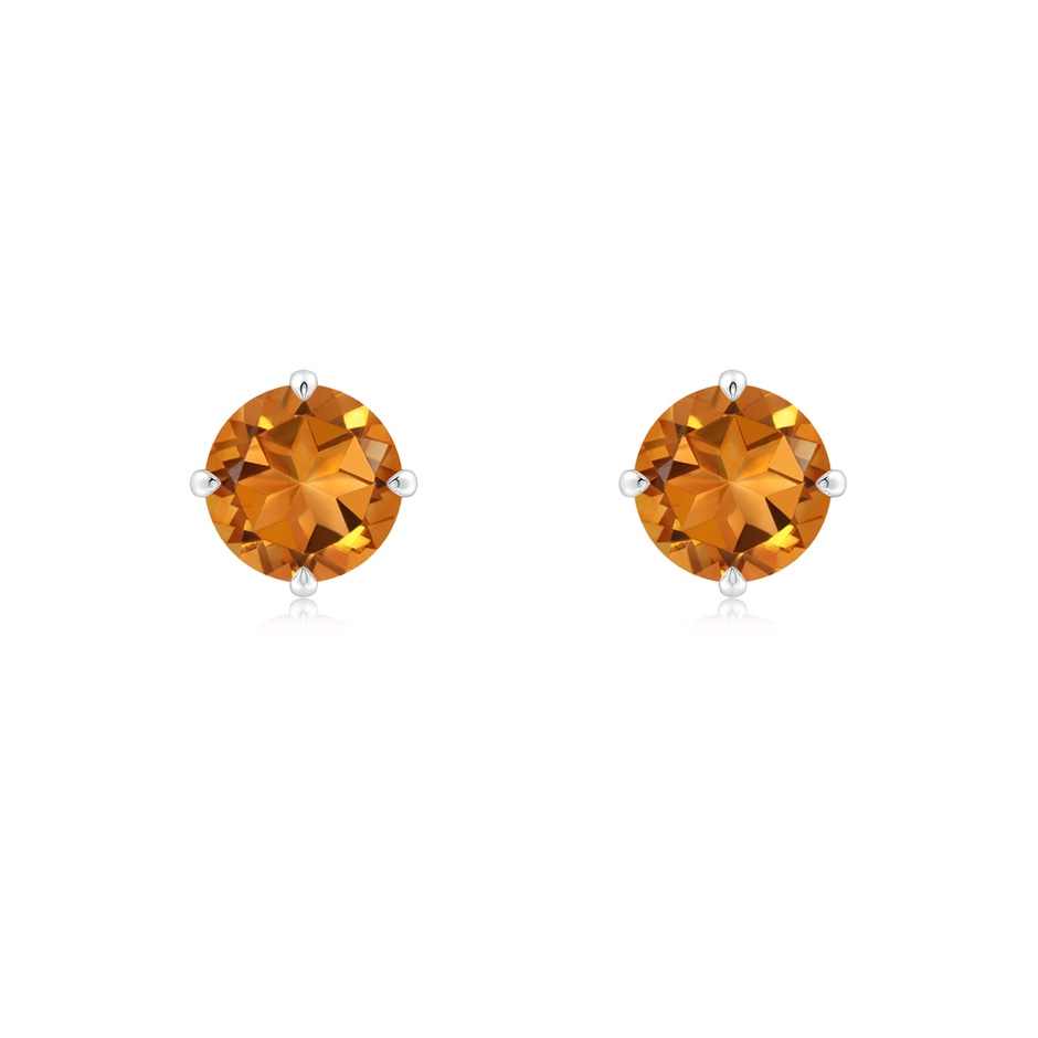 6mm AAA Claw-Set Round Citrine Solitaire Stud Earrings in S999 Silver 