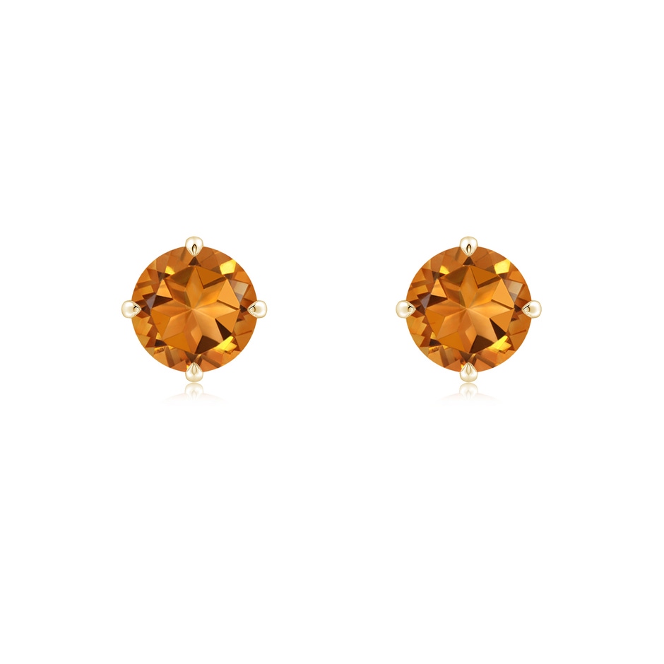 6mm AAA Claw-Set Round Citrine Solitaire Stud Earrings in Yellow Gold 