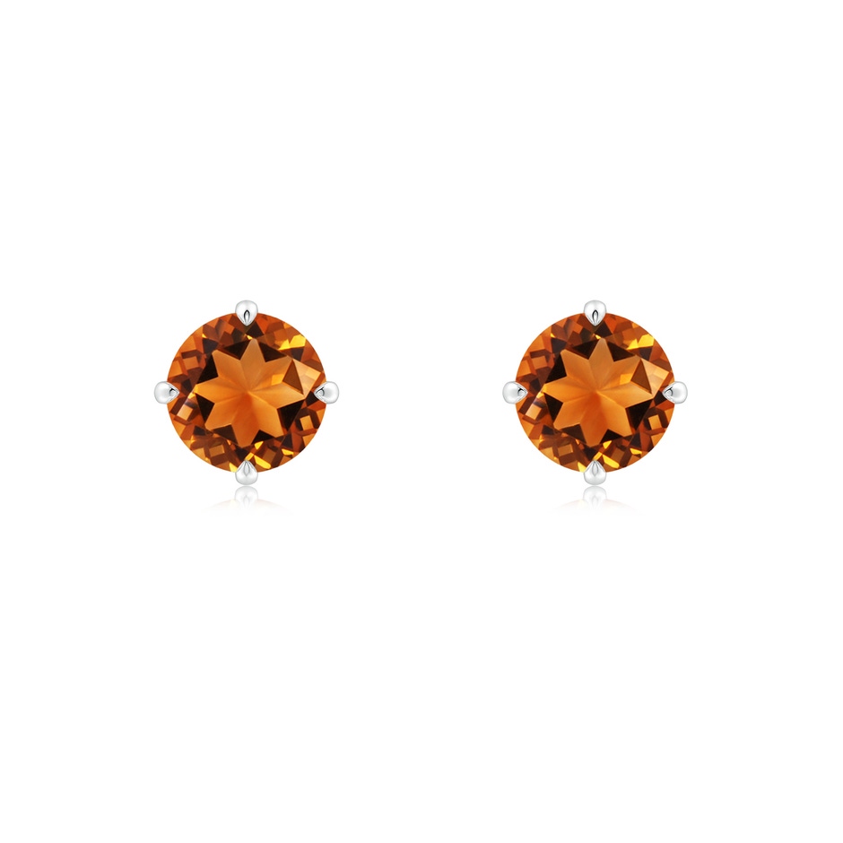 6mm AAAA Claw-Set Round Citrine Solitaire Stud Earrings in S999 Silver 