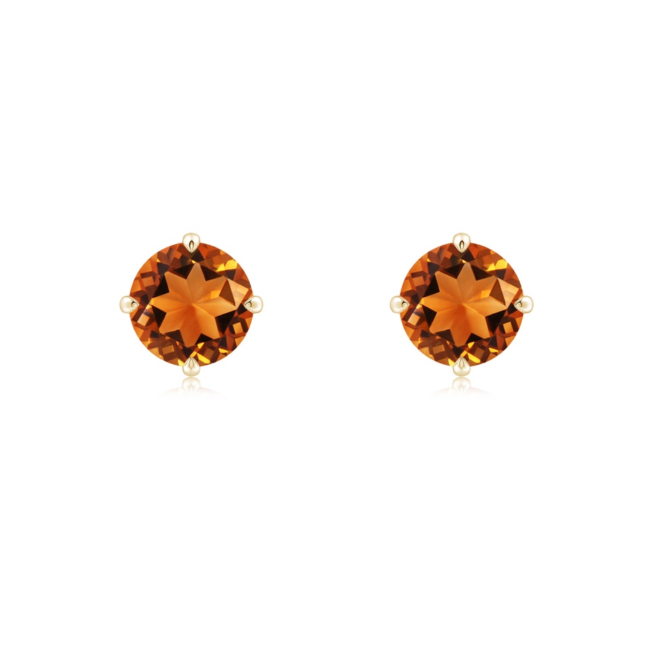 6mm AAAA Claw-Set Round Citrine Solitaire Stud Earrings in Yellow Gold 
