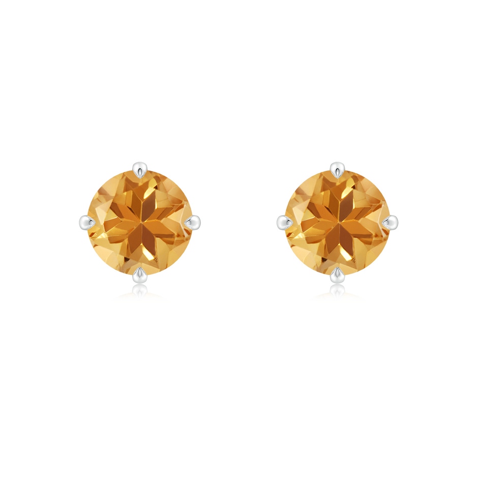 7mm A Claw-Set Round Citrine Solitaire Stud Earrings in White Gold 