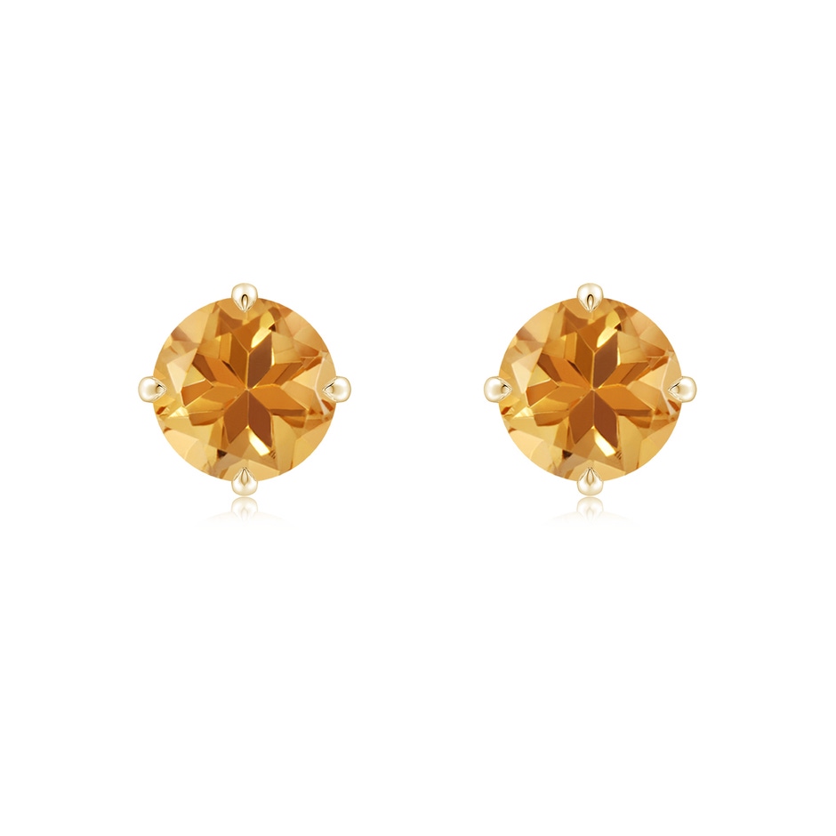 7mm A Claw-Set Round Citrine Solitaire Stud Earrings in Yellow Gold 
